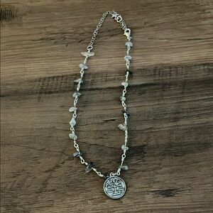 Silver Pendant Necklace with Beaded Accents